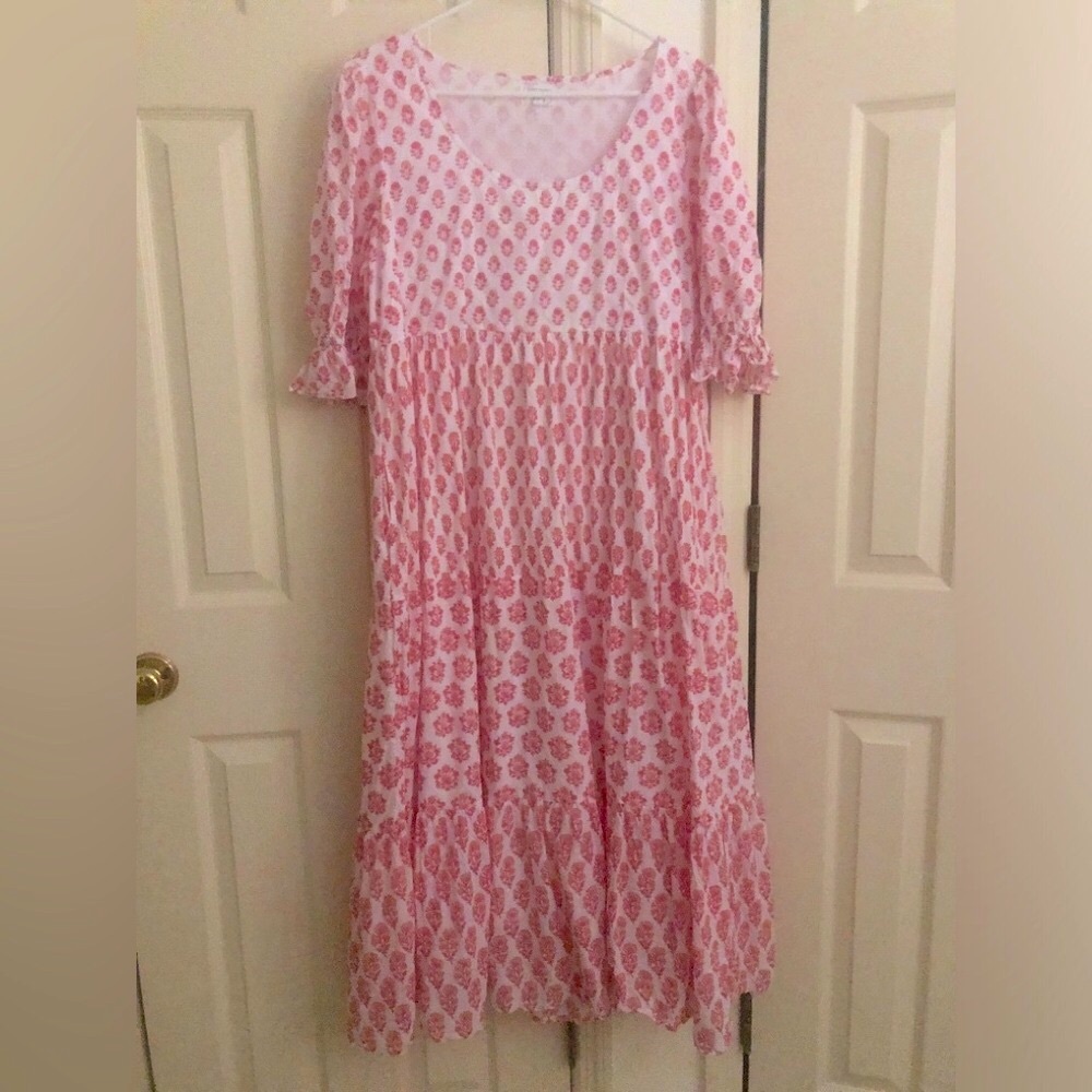 Pink City Prints Empire Waist Tiered Dress. NWOT XL 🌺